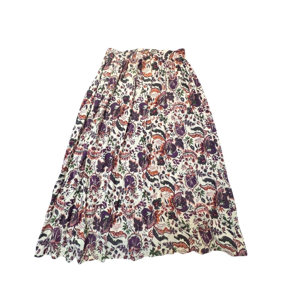 Anokhi Vintage Floral Cotton Midi Skirt Medium Jaipur India Boho Cottagecore